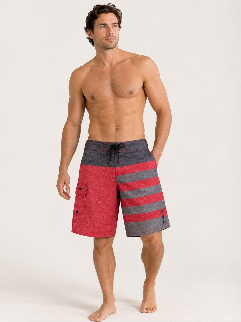 O'Neill Red and Gray Striped Men's Board shorts size 33